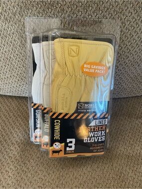 Noble Outfitters Lined Leather Work Gloves - Yellow (3 Pack)